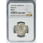Silesia, Habsburg rule, Leopold I, 6 Kreuzer Breslau 1673 SHS - NGC MS63