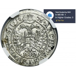 Silesia, Habsburg rule, Leopold I, 6 Kreuzer Oppeln 1676 FIK - NGC MS64 - RARE