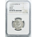 Silesia, Habsburg rule, Leopold I, 6 Kreuzer Oppeln 1676 FIK - NGC MS64 - RARE