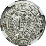 Silesia, Habsburg rule, Leopold I, 6 Kreuzer Oppeln 1676 FIK - NGC MS64 - RARE
