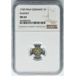 Augustus III of Poland, Heller Dresden 1749 FWôF - NGC MS65 - RARE
