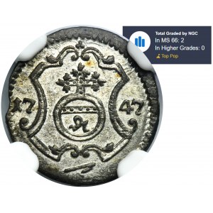 Augustus III of Poland, Heller Dresden 1747 FWôF - NGC MS66