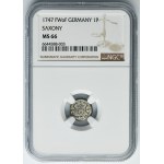 Augustus III of Poland, Heller Dresden 1747 FWôF - NGC MS66