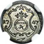 Augustus III of Poland, Heller Dresden 1747 FWôF - NGC MS66