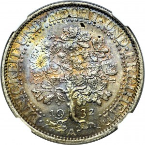 Germany, Weimar Republic, 5 Mark Berlin 1932 A - Oak - NGC MS62
