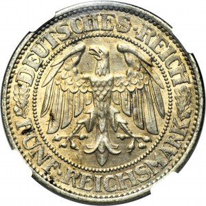 Germany, Weimar Republic, 5 Mark Berlin 1932 A - Oak - NGC MS62