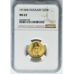 Hungary, Franz Joseph I, 20 Korona Kremnitz 1914 KB - NGC MS63