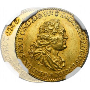 Augustus III of Poland, Ducat Dresden 1746 FWôF - NGC MS61 - EXTREMELY RARE