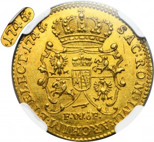 Augustus III of Poland, Ducat Dresden 1746 FWôF - NGC MS61 - EXTREMELY RARE