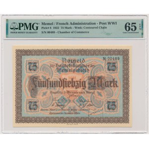 Memel (Klaipeda), 75 Mark 1922 - PMG 65 EPQ
