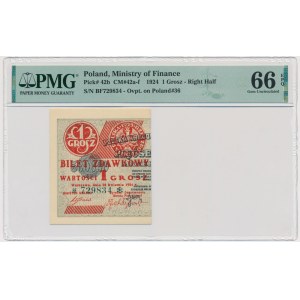 1 grosz 1924 - BF ❉ - lewa połowa - PMG 66 EPQ
