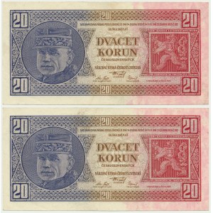 Czechoslovakia, 20 Korun 1926 (2 pcs.)