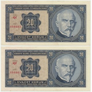 Czechoslovakia, 20 Korun 1926 (2 pcs.)