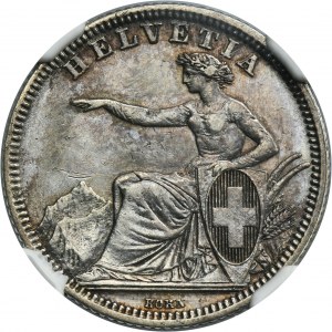 Switzerland, Swiss Confederation, 1 Franc Bern 1861 B - NGC AU55