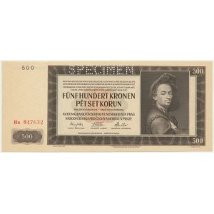 Bohemia & Moravia, 500 Korun 1942 - II issue - SPECIMEN -