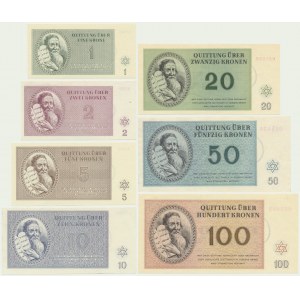 Czechoslovakia (Theresienstadt Ghetto), full set 1-100 Kronen 1943 (7 pcs.)