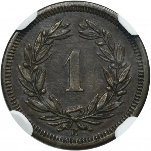 Switzerland, Swiss Confederation, 1 Rappen Bern 1857 B - NGC AU55 BN