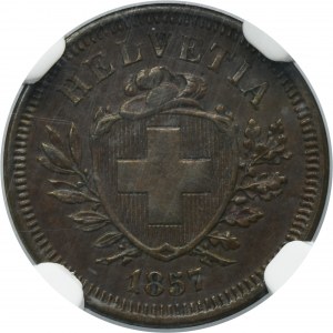 Switzerland, Swiss Confederation, 1 Rappen Bern 1857 B - NGC AU55 BN