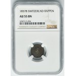 Switzerland, Swiss Confederation, 1 Rappen Bern 1857 B - NGC AU55 BN