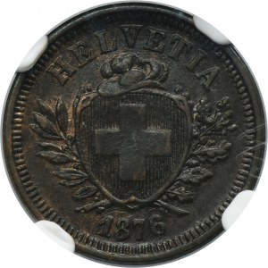 Switzerland, Swiss Confederation, 1 Rappen Bern 1876 B - NGC MS62 BN