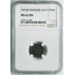Switzerland, Swiss Confederation, 1 Rappen Bern 1876 B - NGC MS62 BN