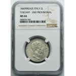 Italy, Provisional Government of Tuscany, Victor Emmanuel II, 2 Lira Florence 1860 - NGC MS64 - RARE