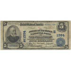 USA, Sceau bleu, $5 1902 - Lyons &amp; Treat -.