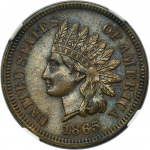USA, 1 Cent 1865 - NGC AU55 BN