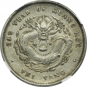 Chiny, Chihli, Kuang-hsü, 1 Dollar Tientsin Year 34 (1908) - NGC AU DETAILS