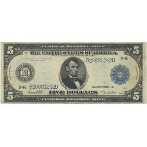 USA, Sceau bleu, New York, $5 1914 - 2B - White &amp; Mellon -.