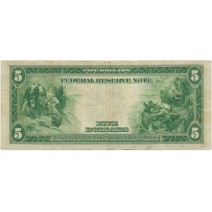 USA, Sceau bleu, New York, $5 1914 - 2B - White &amp; Mellon -.