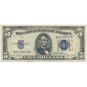 USA, Sceau bleu, $5 1934 - Clark &amp; Snyder -.
