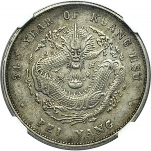 China, Chihli, Kuang-hsü, 1 Dollar Tientsin Year 34 (1908) - NGC AU55