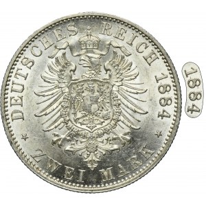 Germany, Kingdom of Prussia, Wilhelm I, 2 Mark Berlin 1884 A - RARE