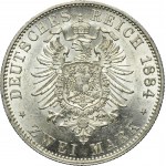 Germany, Kingdom of Prussia, Wilhelm I, 2 Mark Berlin 1884 A - RARE