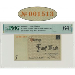 5 Mark 1940 - orange serial number - PMG 64 EPQ - cardboard paper