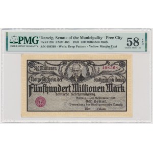 Danzig, 500 million Mark 1923 - print on margins in cream colour - PMG 58 EPQ