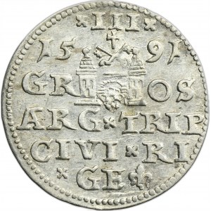 Sigismund III Vasa, 3 Groschen Riga 1591 - LI
