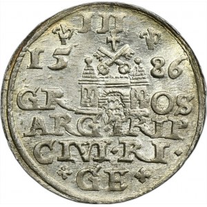 Stephen Bathory, 3 Groschen Riga 1586