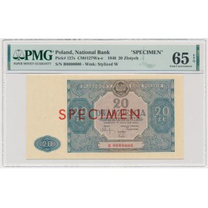 20 złotych 1946 - WZÓR - B 0000000 - NIEBIESKI - PMG 65 EPQ - RZADKOŚĆ