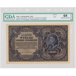 1.000 marek 1919 - III Serja AL - GDA 64 EPQ - szeroka numeracja