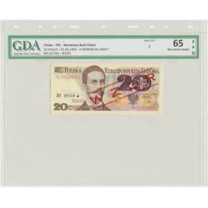 20 zlatých 1982 - MODEL - A 0000000 - č. 0640 - GDA 65 EPQ