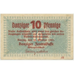 Danzig, 10 Pfennige 1923 - October - watermark ZIGZAG -