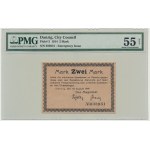 Danzig, 2 Mark 1914 - watermark spades - PMG 55 NET - without Ungültig -