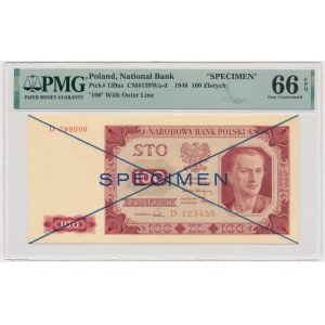 100 złotych 1948 - SPECIMEN - D 123456/789000 - PMG 66 EPQ