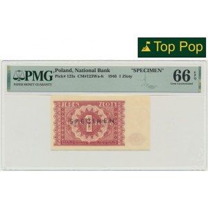 1 gold 1946 - SPECIMEN - PMG 66 EPQ - black overprint