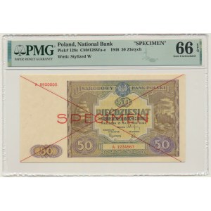 50 złotych 1946 - SPECIMEN - A - PMG 66 EPQ