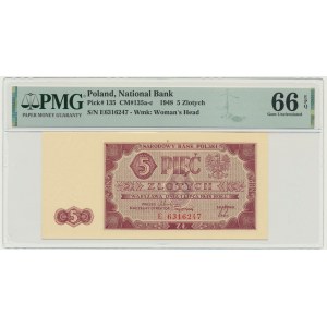 5 złotych 1948 - E - PMG 66 EPQ