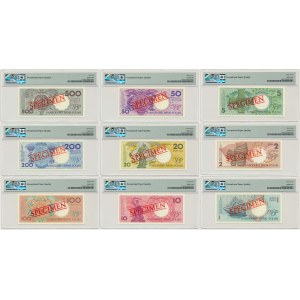 Komplet WZORÓW Miasta Polskie - A0000000 - (9szt.) - PMG 66 EPQ - 67 EPQ