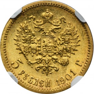 Russia, Nicholas II, 5 Rouble Petersburg 1901 ФЗ - NGC MS62